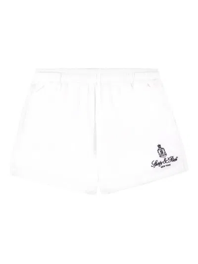 Sporty And Rich Vendome Logo-embroidered Shorts In White