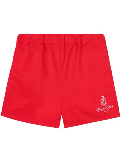 Sporty And Rich Vendome Logo-print Shorts In Red