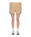 Sporty And Rich Vendome Logo-embroidered Cashmere Shorts In Brown