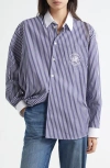 Sporty And Rich Sporty & Rich Vendome Oversize Crop Cotton Button-up Shirt