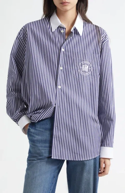 Sporty And Rich Sporty & Rich Vendome Oversize Crop Cotton Button-up Shirt