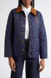 Sporty And Rich Corduroy-collar Quilted Jacket In Navy