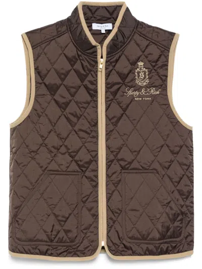 Sporty And Rich Vendome Quilted Riding Vest In Brown