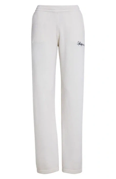Sporty And Rich Sporty & Rich Vendome Script Cashmere & Wool Pants In Cream