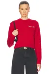 Sporty And Rich Vendome Embroidered Cashmere And Wool-blend Sweater In Crimson