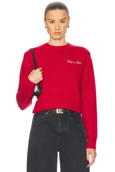 Sporty And Rich Vendome Embroidered Cashmere And Wool-blend Sweater In Red
