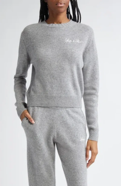 Sporty And Rich Sporty & Rich Vendome Script Cotton Crewneck Sweater In Heather Gray