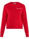 Sporty And Rich Vendome Embroidered Cashmere And Wool-blend Sweater In Red