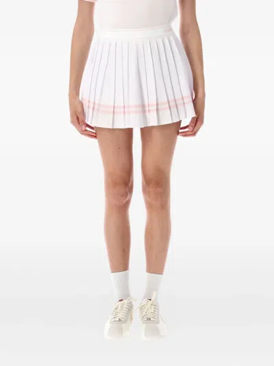 Sporty And Rich Vendome Script Pleated Mini Skirt In White