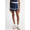 Sporty And Rich Navy Vendome Script Pleated Miniskirt In Navy