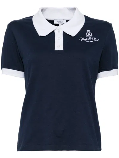 Sporty And Rich Vendome Script 70s Polo In Navy/white