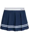 Sporty And Rich Navy Vendome Script Pleated Miniskirt In Blue
