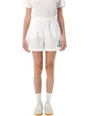Sporty And Rich Crest Elastic Waistband Shorts Side Pockets