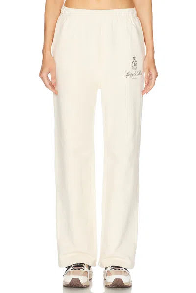 Sporty And Rich Vendome Straight Leg Sweatpant In Cream & Chocolate
