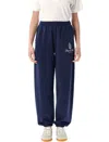 Sporty And Rich Vendome Embroidered Cotton-jersey Track Pants In Navy