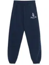 Sporty And Rich Vendome Embroidered Cotton-jersey Track Pants In Blue