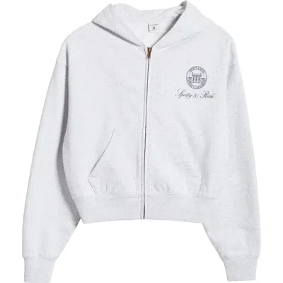 Sporty And Rich Sporty & Rich Vendome Zip-up Cotton Graphic Hoodie In Heather Gray