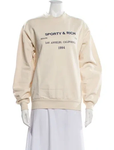 Pre-owned Sporty And Rich Vintage Graphic Print Sweatshirt In Neutrals