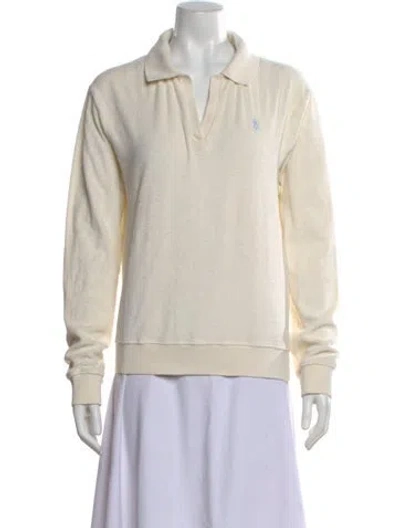 Pre-owned Sporty And Rich V-neck Long Sleeve Polo In Neutral