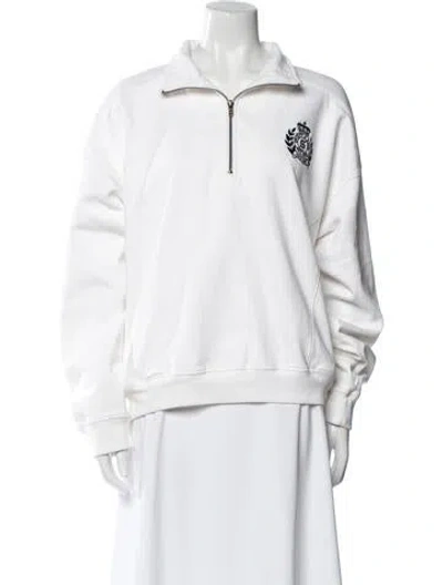 Pre-owned Sporty And Rich V-neck Long Sleeve Sweatshirt In White