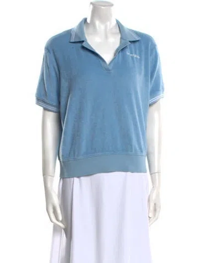 Pre-owned Sporty And Rich V-neck Short Sleeve Polo In Blue