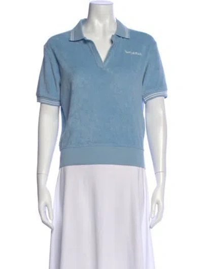 Pre-owned Sporty And Rich V-neck Short Sleeve Polo In Blue