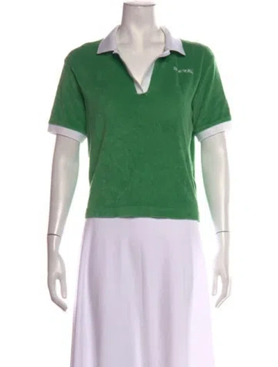 Pre-owned Sporty And Rich V-neck Short Sleeve Polo In Green