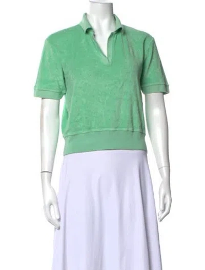 Pre-owned Sporty And Rich V-neck Short Sleeve Polo In Green