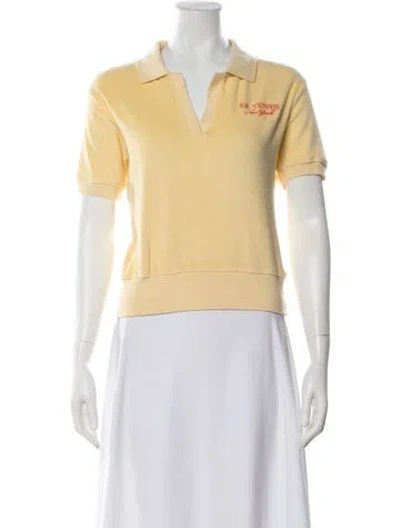 Pre-owned Sporty And Rich V-neck Short Sleeve Polo In Neutrals