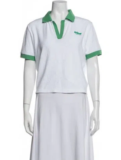 Pre-owned Sporty And Rich V-neck Short Sleeve Polo In Neutrals