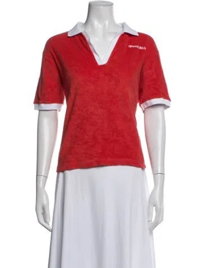 Pre-owned Sporty And Rich V-neck Short Sleeve Polo In Red