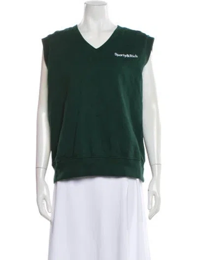 Pre-owned Sporty And Rich V-neck Sleeveless Sweatshirt In Green