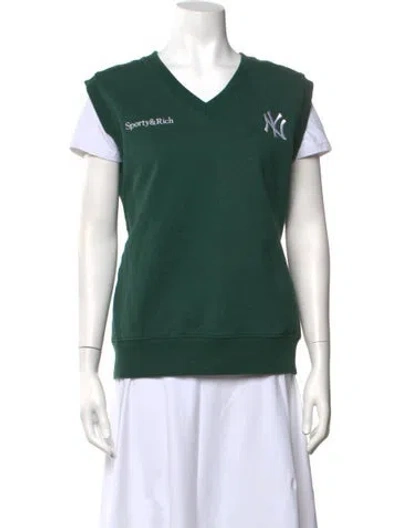 Pre-owned Sporty And Rich V-neck Sleeveless Sweatshirt In Green