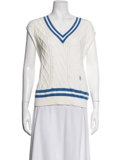 Pre-owned Sporty And Rich V-neck Sweater In White
