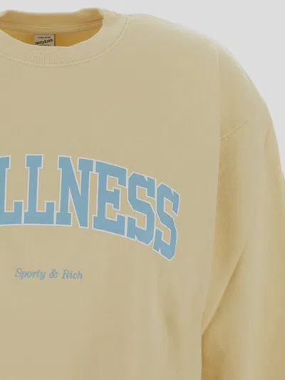 Sporty And Rich Sporty & Rich Weliness Logo Almond Crew Neck Sweatshirt In Gold