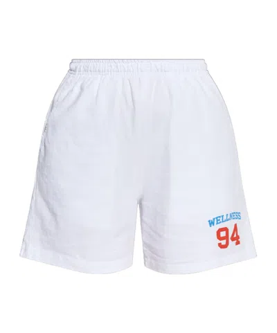 Sporty And Rich Wellness 94 Cotton Track Shorts In White