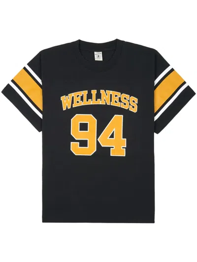 Sporty And Rich Wellness 94-print Cotton T-shirt In Black