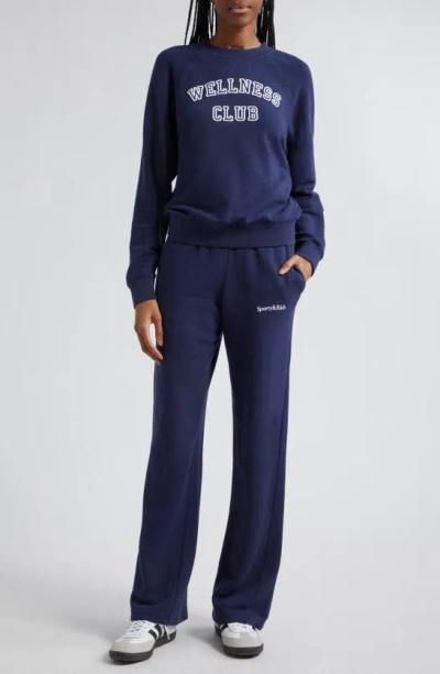 Sporty And Rich Wellness Club Crewneck Graphic Sweatshirt In Navy