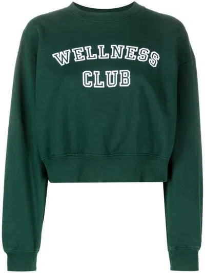 SPORTY AND RICH SPORTY & RICH WELLNESS CLUB CROPPED COTTON SWEATSHIRT