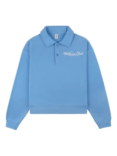 Sporty And Rich Wellness Club Embroidered Polo Neck Top In Blue
