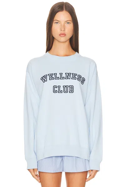 Sporty And Rich Wellness Club Flocked Crewneck Sweatshirt In Blue