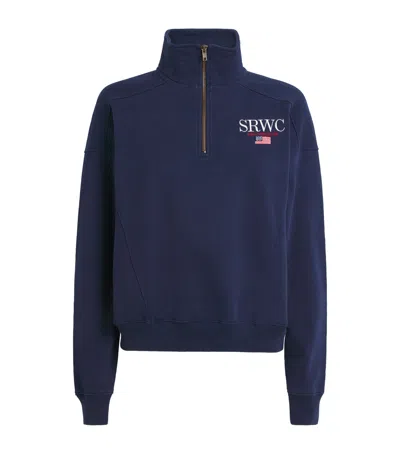 Sporty And Rich Wellness Club Quarter-zip Sweatshirt In Blue