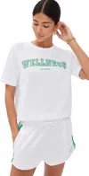 Sporty And Rich Wellness Ivy Flocked Short Sleeve Crewneck Sweatshirt White/verde In White/verde