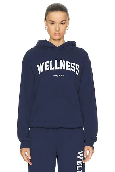 Sporty And Rich Wellness Ivy Hoodie In Navy & White