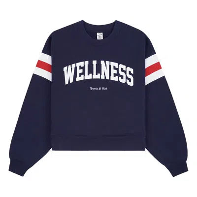 Pre-owned Sporty And Rich Sporty & Rich Wellness Ivy Rugby Crewneck 'navy/bright Red/white' In Blue