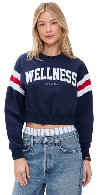Sporty And Rich Wellness Ivy Rugby Crewneck Sweatshirt Navy White In Multi