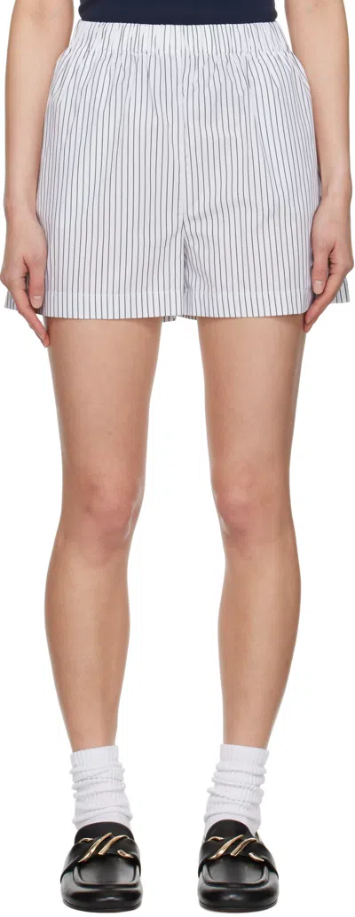 SPORTY AND RICH WHITE & GREEN 'SRC' POPLIN SHORTS