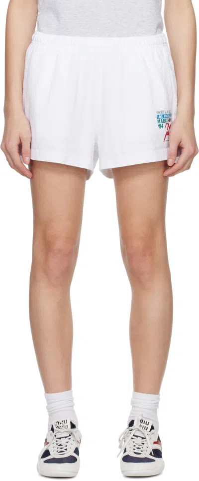 Sporty And Rich White 'la Marathon' Disco Shorts