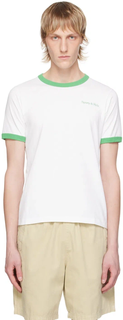 Sporty And Rich White Serif Ringer T-shirt