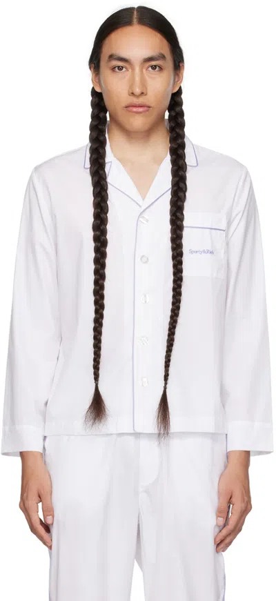 Sporty And Rich White Serif Shirt In White/lilac